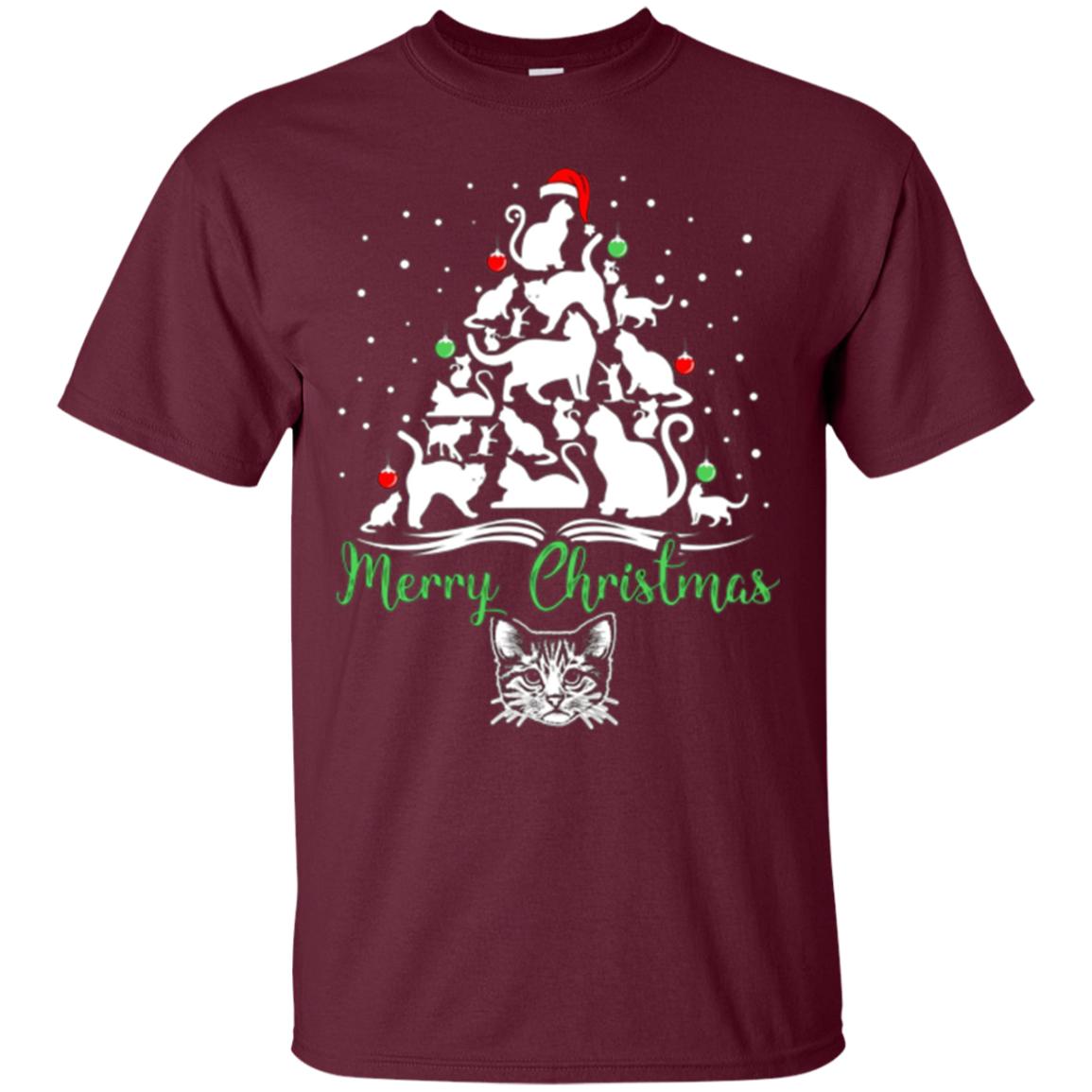 Christmas Tree Merry Christmas Cat Lover Gift T-shirt