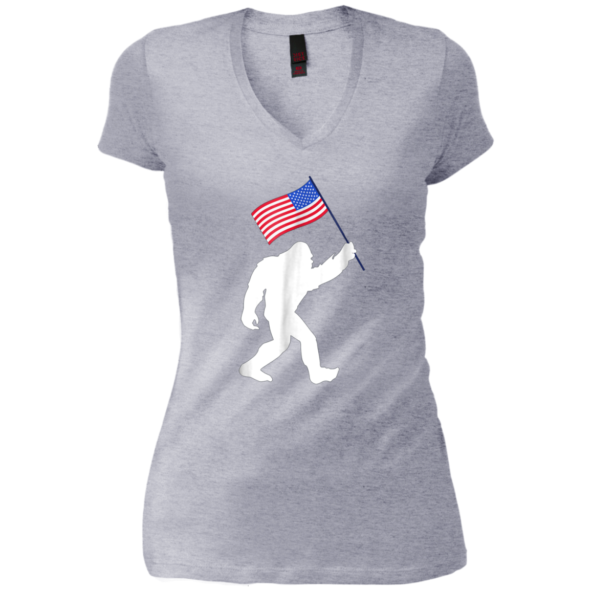 Bigfoot With American Flag Funny 4th Of July T-Shirt