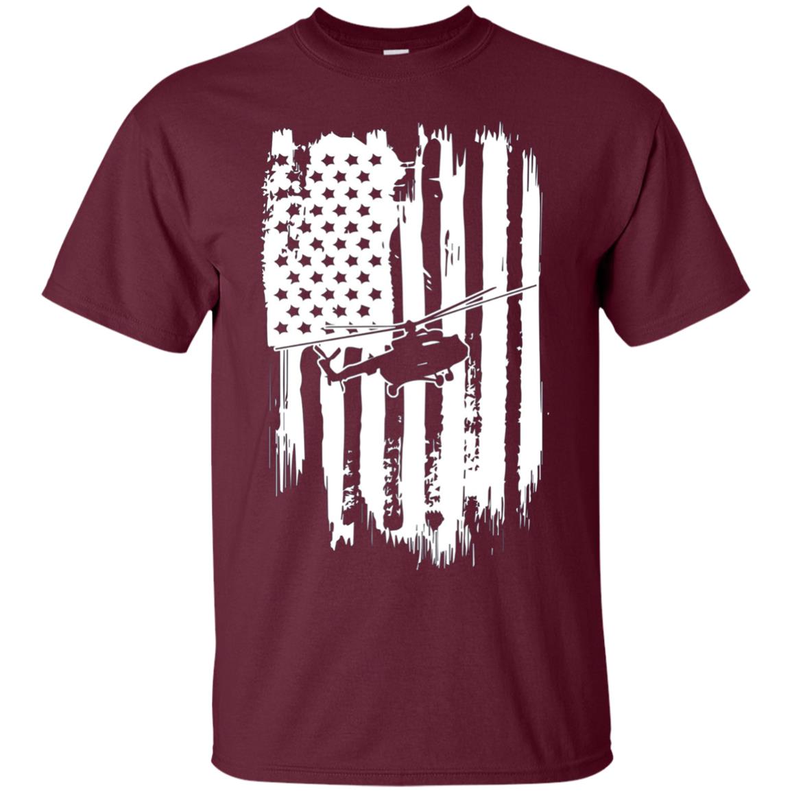 American Flag T-Shirt For Helicopter Pilot Or Fan Patriotic