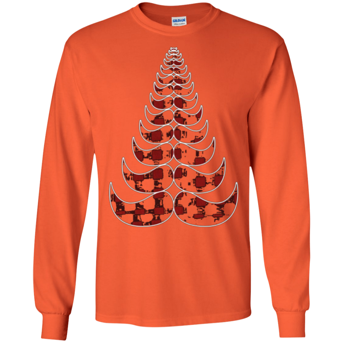 Christmas Tree Hipster Red Plaid Mustache T-Shirt