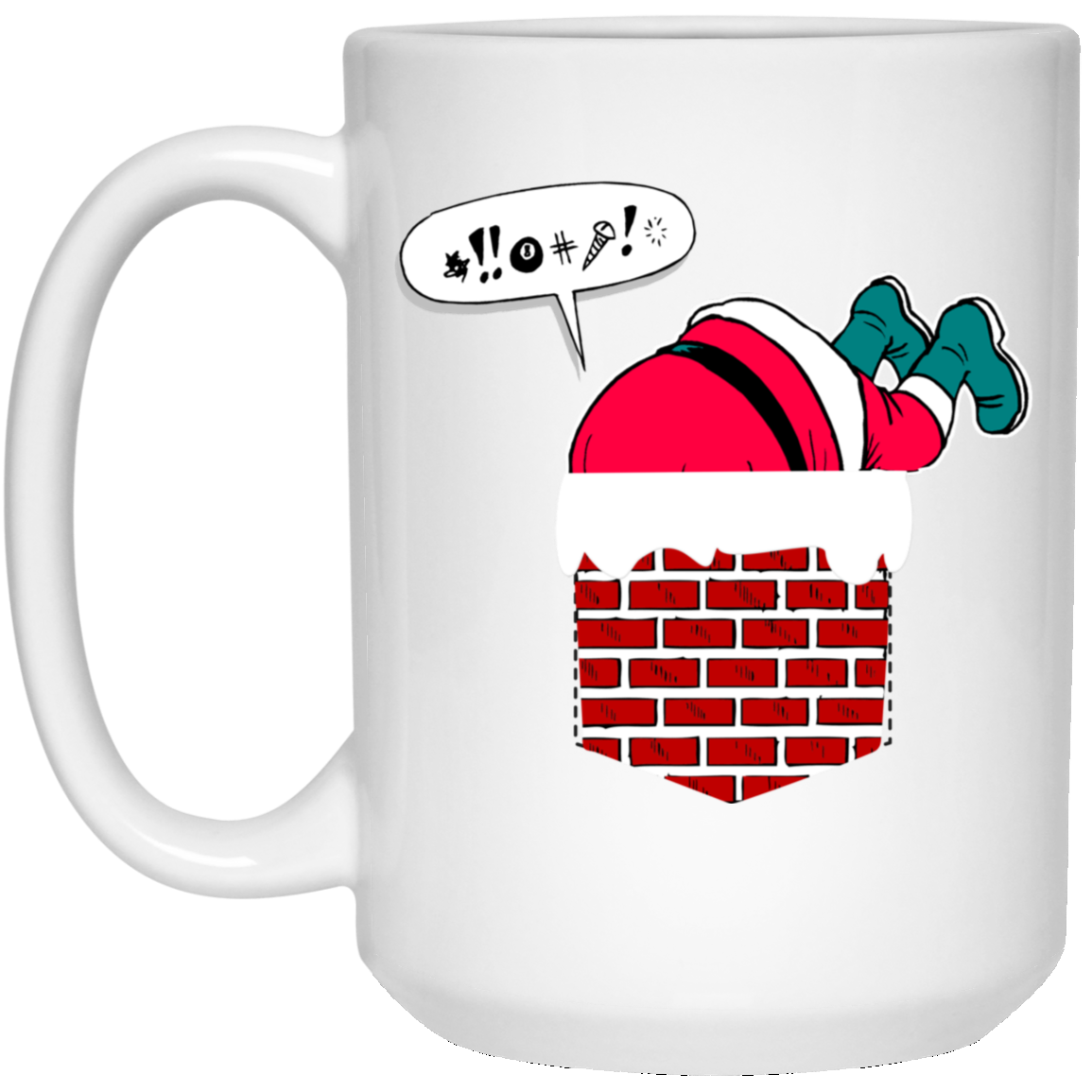 Santa Stuck In Chimney T Shirt Funny Christmas Pocket Gift