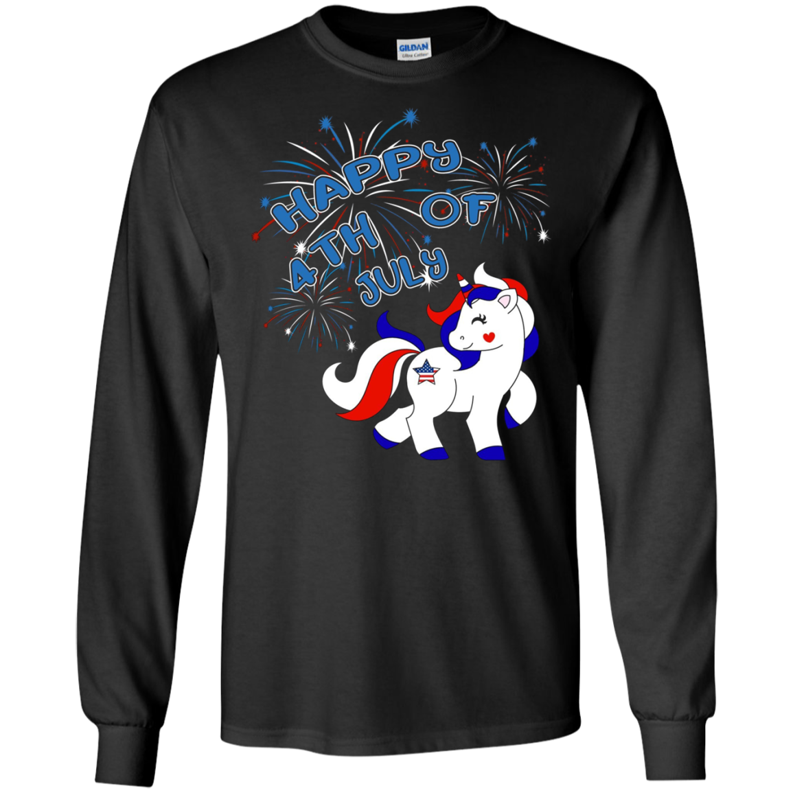 Americorn Patriotic Unicorn Happy Fourth Of July Long Sleeve