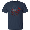 Image of American Flag Red White and Dingers Vintage Baseball T-shirt