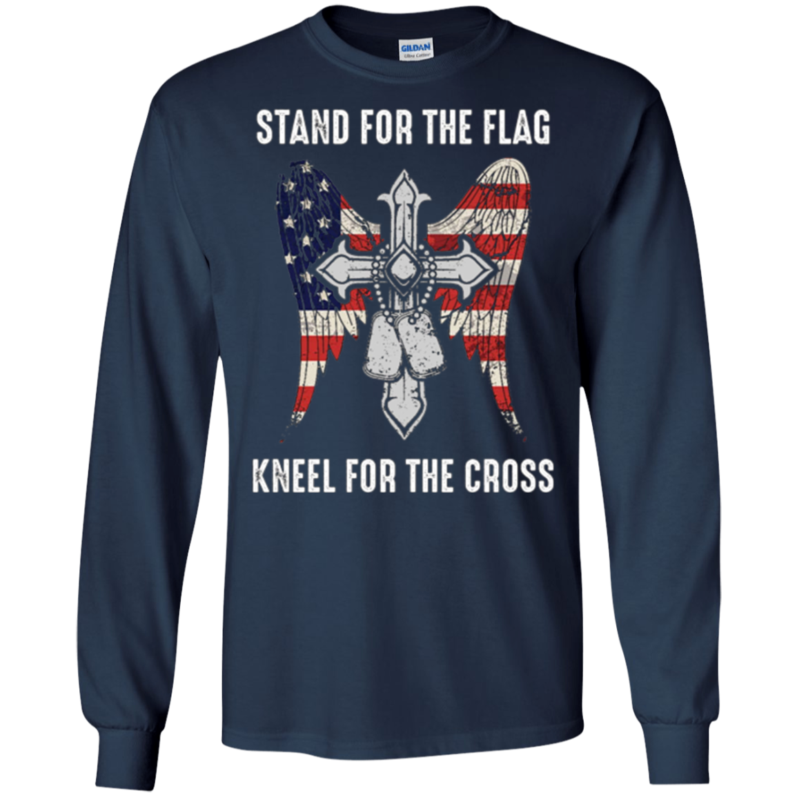 T-shirt chrétien de croix patriotique de drapeau américain