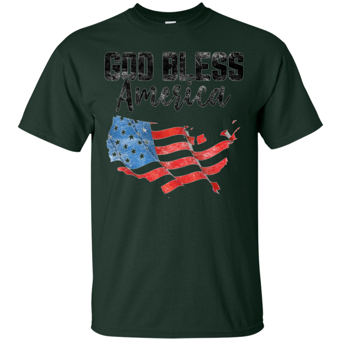 American Flag T-Shirt God Bless America 4th of July Tee Unis
