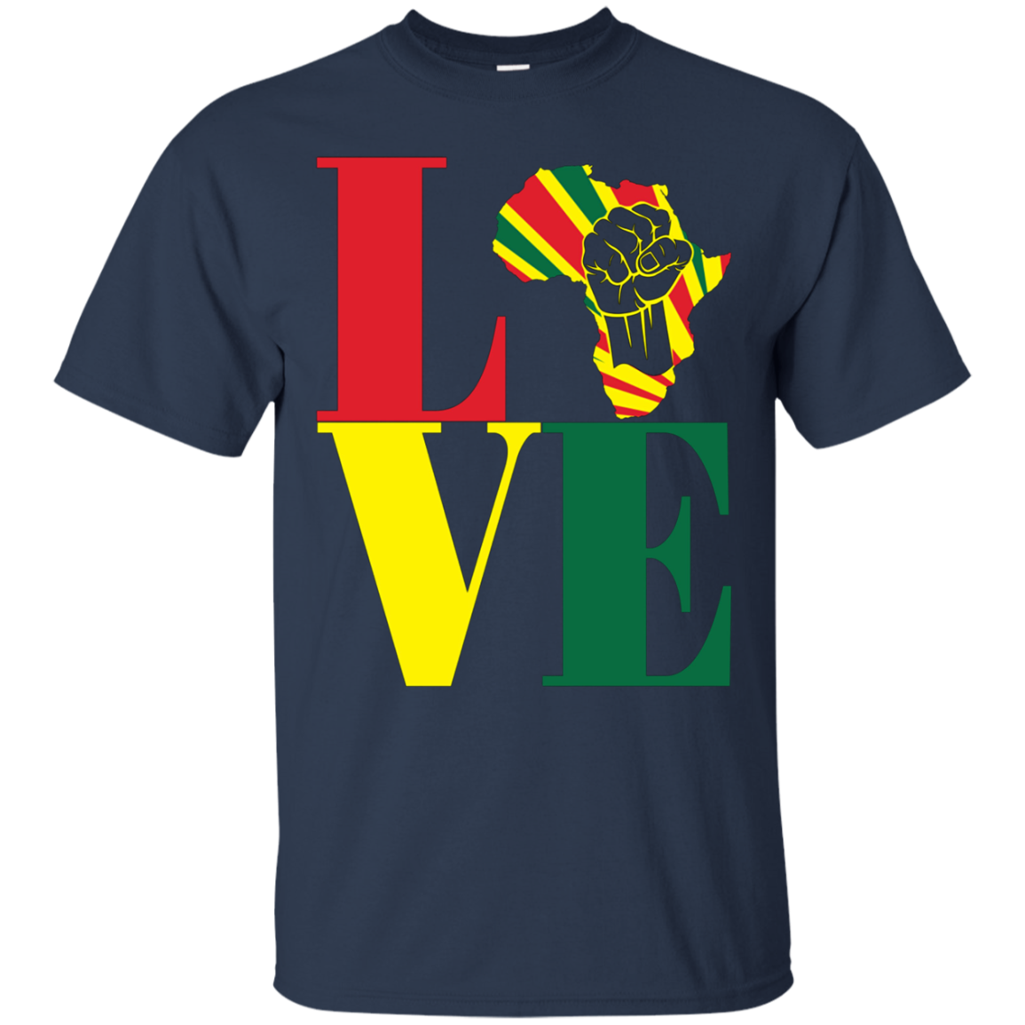 African black power map raised fist I love Africa t-shirt