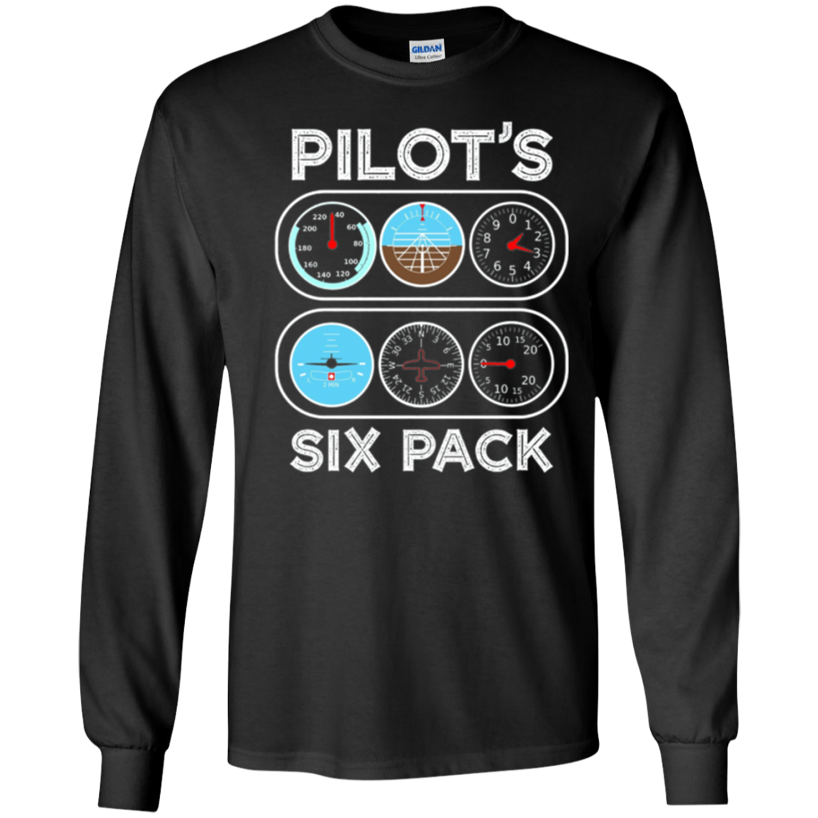 Pilot's Six Pack T-Shirt | Flight Instruments Aviation Shirt