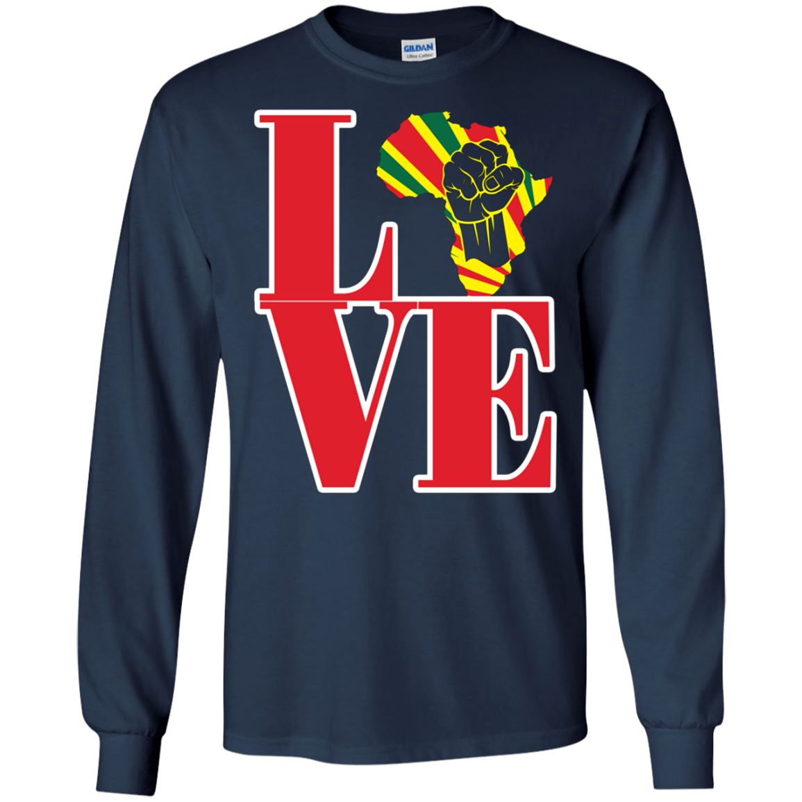 African black power map raised fist I love Africa t-shirt