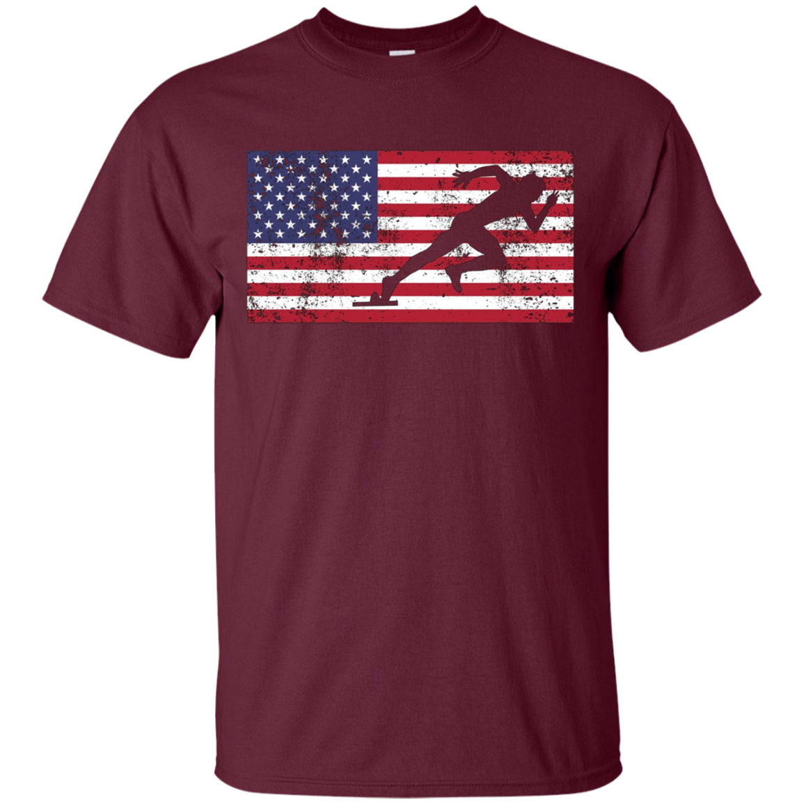 American Flag Runner Sprinter USA Patriotic T-Shirt Sport