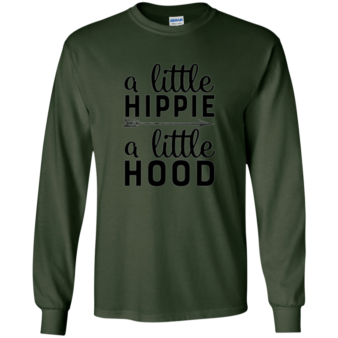 A Little Hippie A Little Hood Funny Gym Workout Long Sleeve