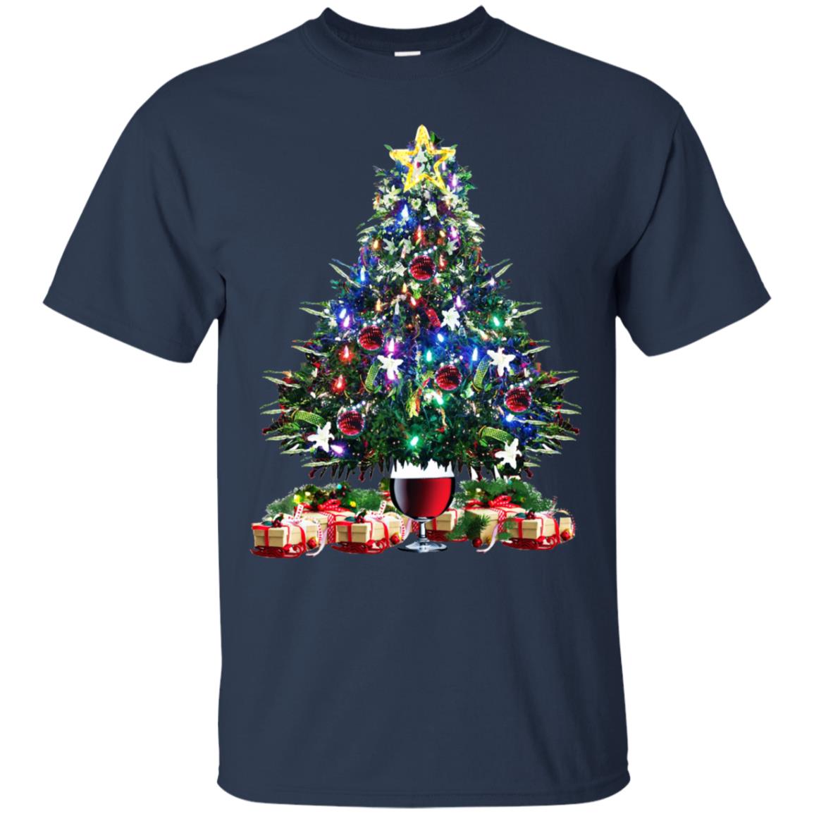 Christmas Tree Wine Glass - Merry Xmas Shirt Tee