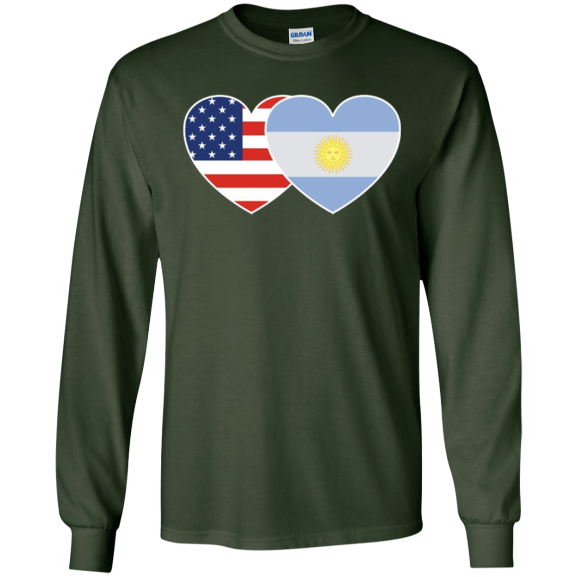 ARGENTINA USA Flag Twin Heart TShirt for Argentine Americans