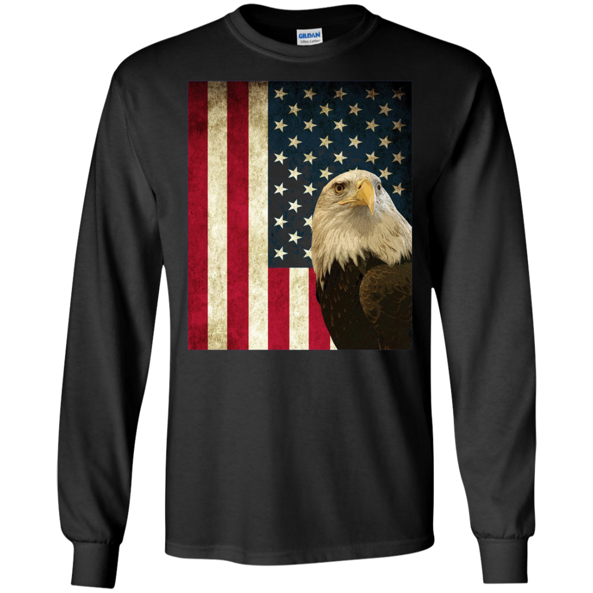American Bald Eagle Retro Flag Long Sleeve Shirt, Patriotic