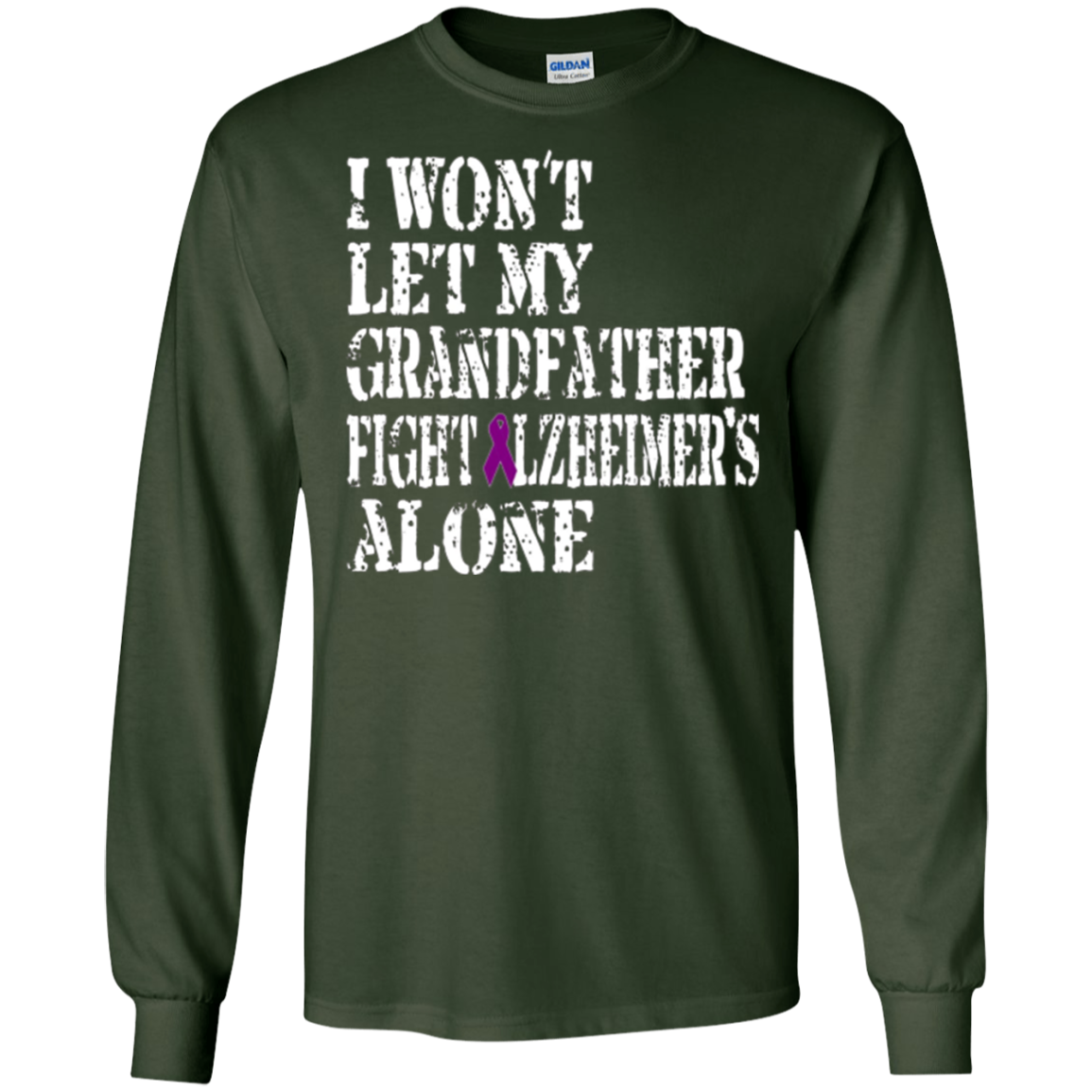 Alzheimer's Awareness Tee For Grandfather Purple Ribbon Tees