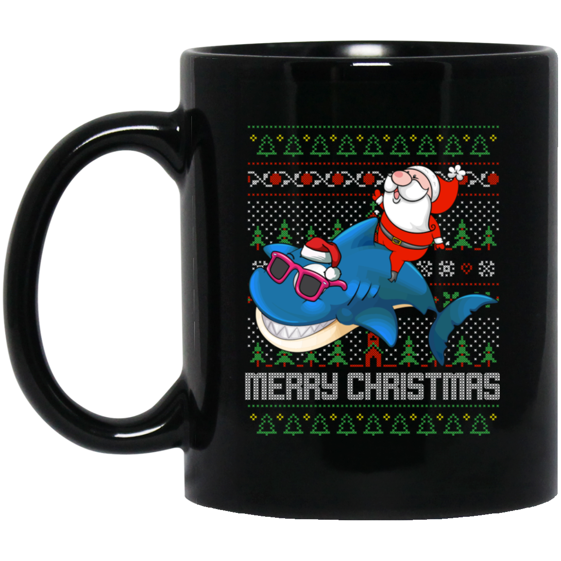 Santa Riding Shark Merry Xmas Gift Tshirt