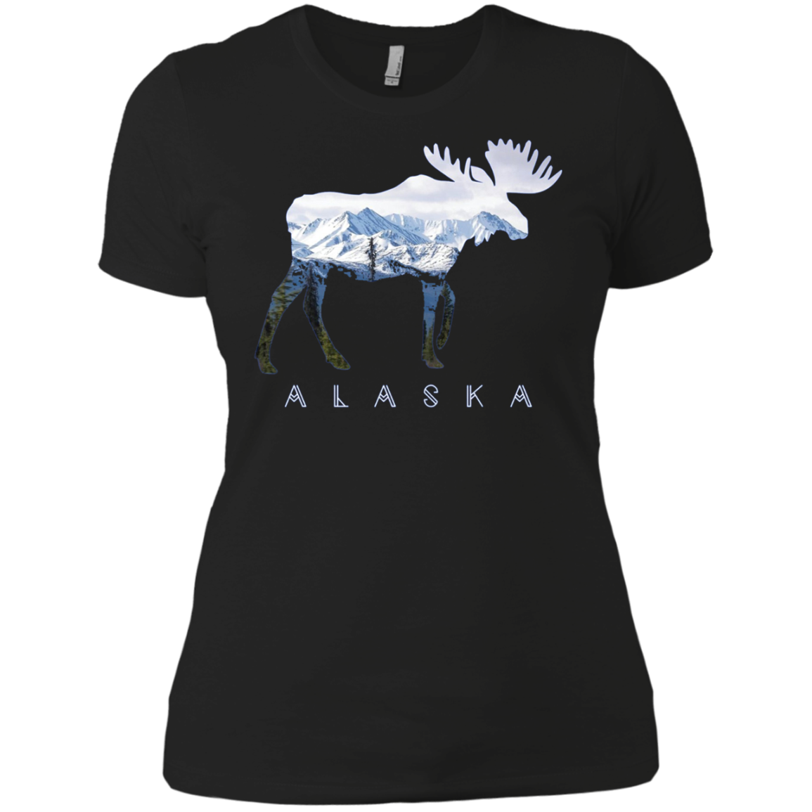 Alaska Day Moose Snowy Mountain Long Sleeve Shirt