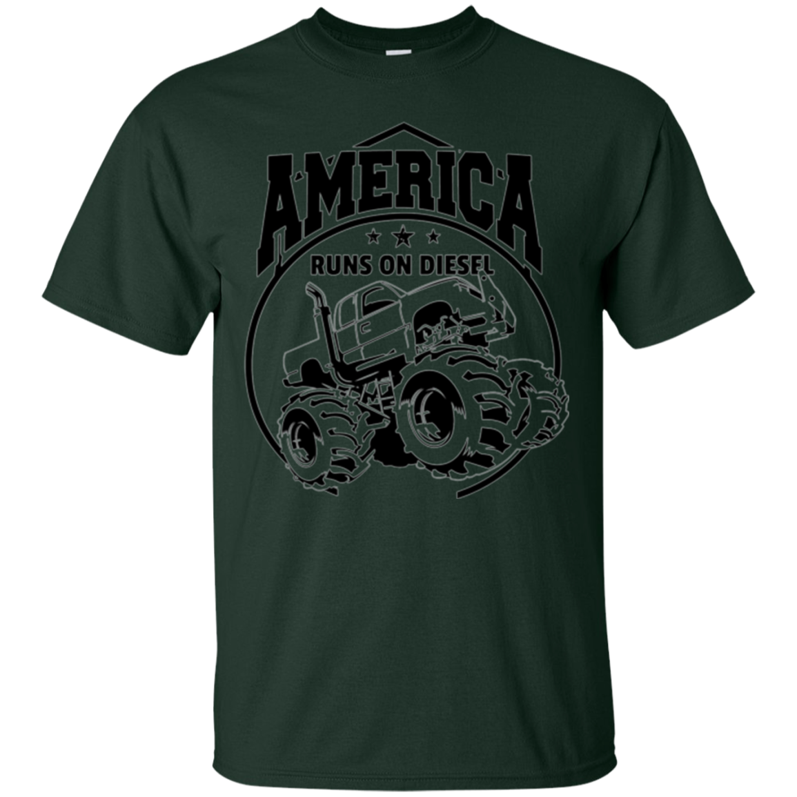 America Runs On Diesel Gear Monster SUV Truck Black T-Shirt