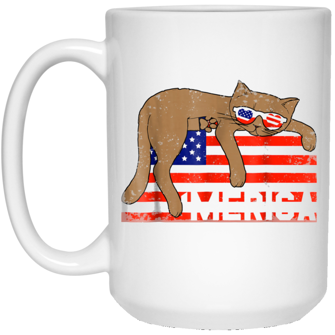 4th of July T-Shirt Funny Cat T shirt USA Flag Patriotic