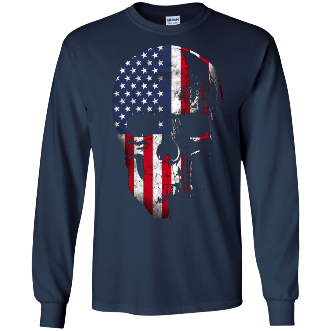 American Flag Skull Patriotic 4th of July T-Shirt