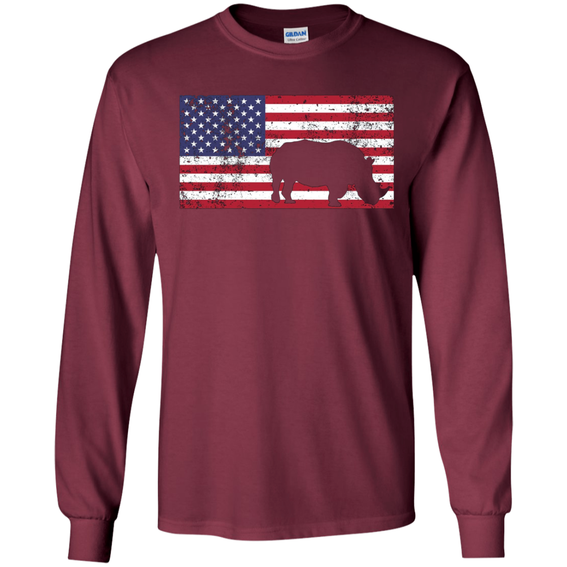 American Flag Rhino Love Conservation Rhinoceros T-Shirt Fun