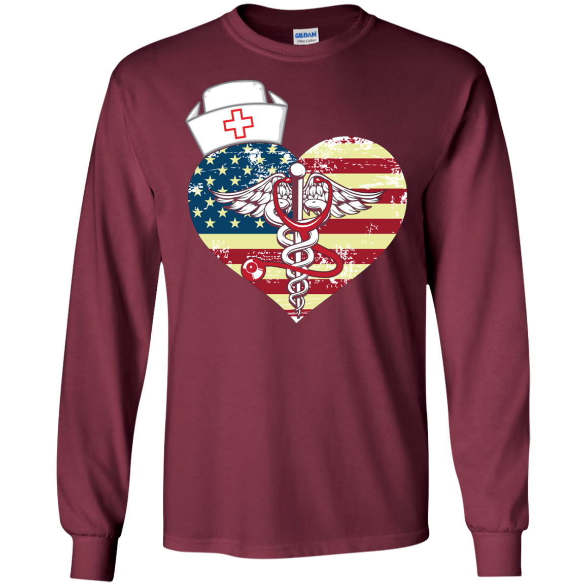 American Flag Nursing Heart National Nurse Week T-shirt