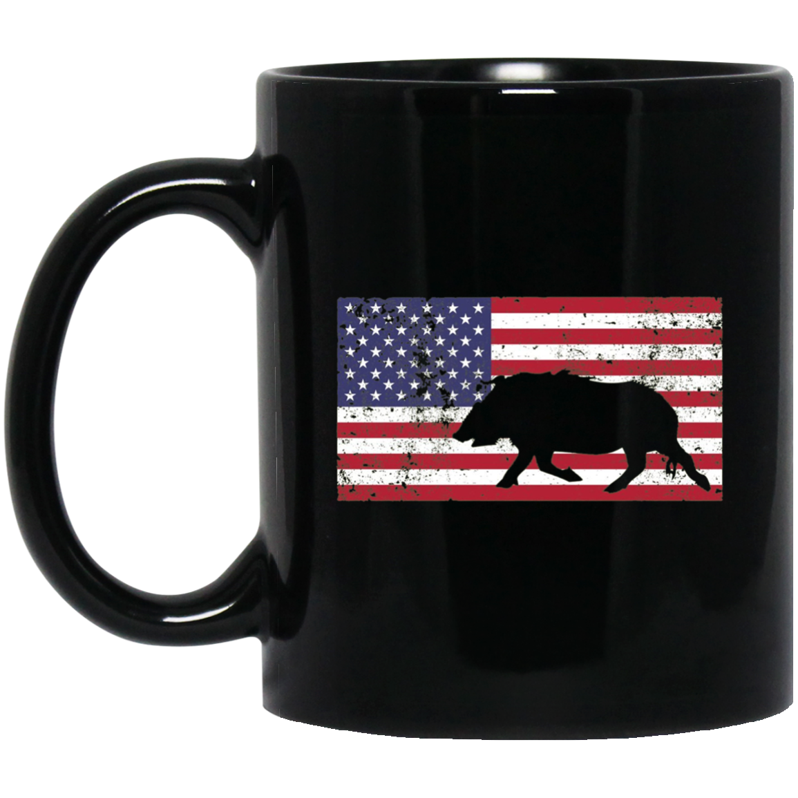 American Flag Patriotic Wild Feral Pig Hunting T-Shirt USA