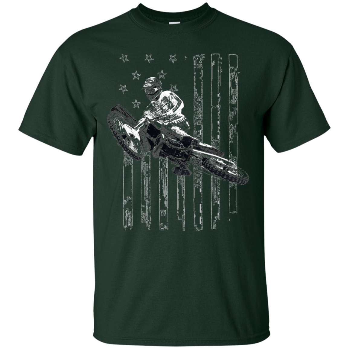 American Flag Motocross Dirt Bike Graphic T-shirt