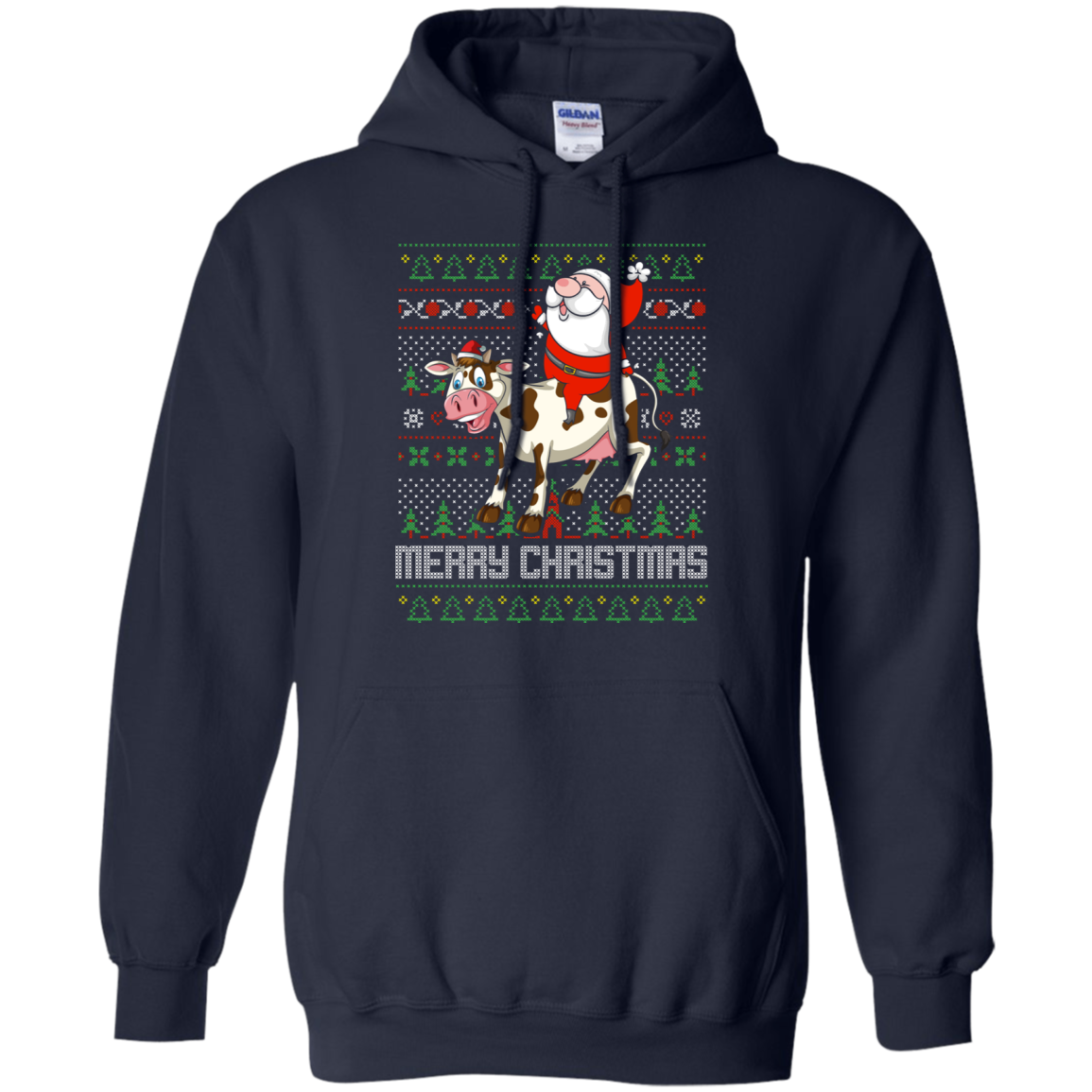 Santa Riding Cow Merry Xmas Farming Gift Tshirt