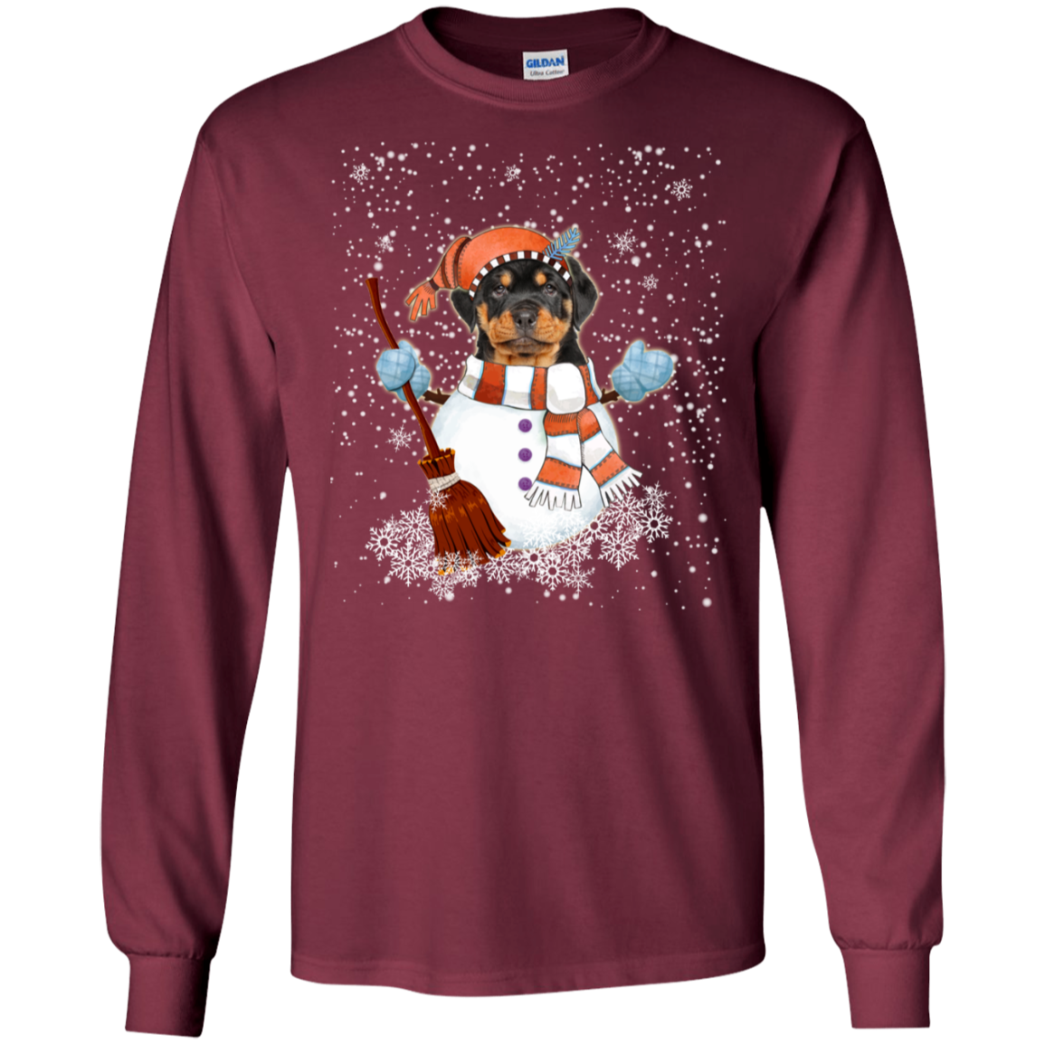 Christmas Snowman Rottweiler Funny T-shirt
