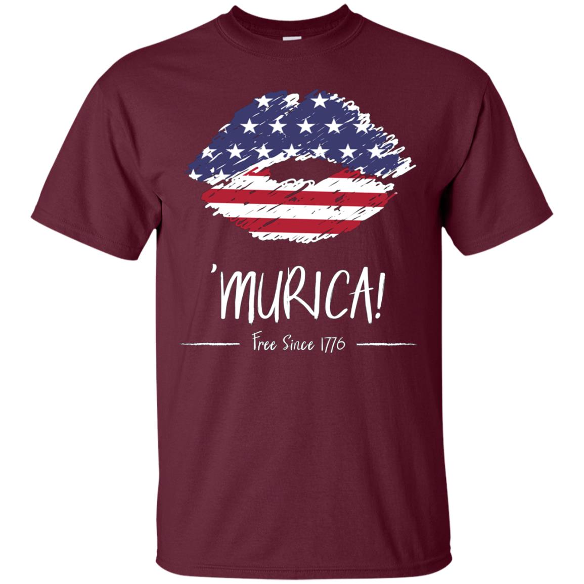 'Murica Shirt America Flag on Lips, 4th July