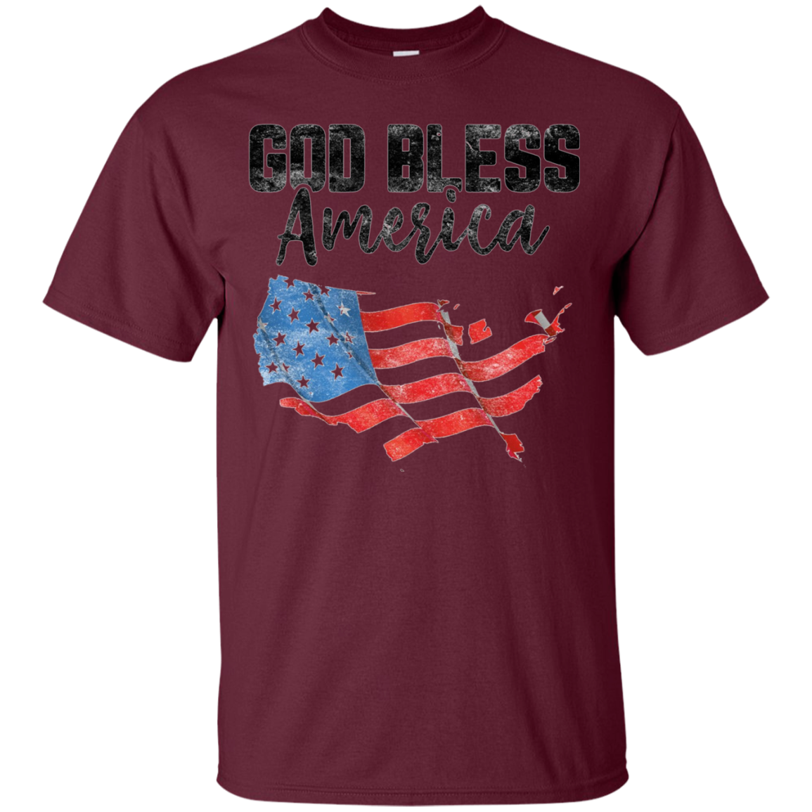 American Flag T-Shirt God Bless America 4th of July Tee Unis