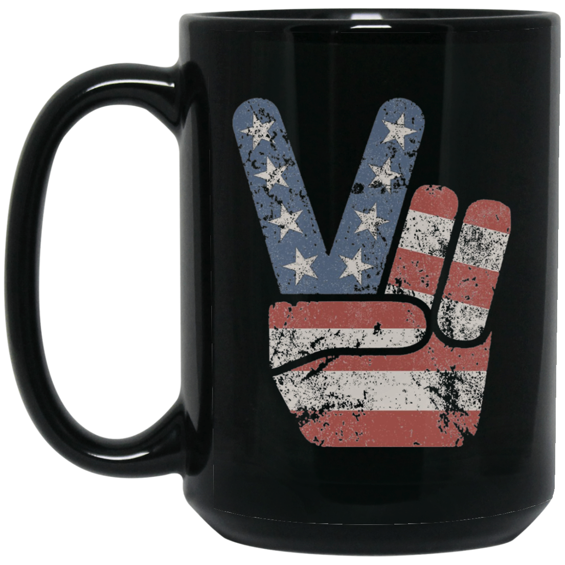 4th of July Vintage American Flag Big Peace Sign T-Shirt