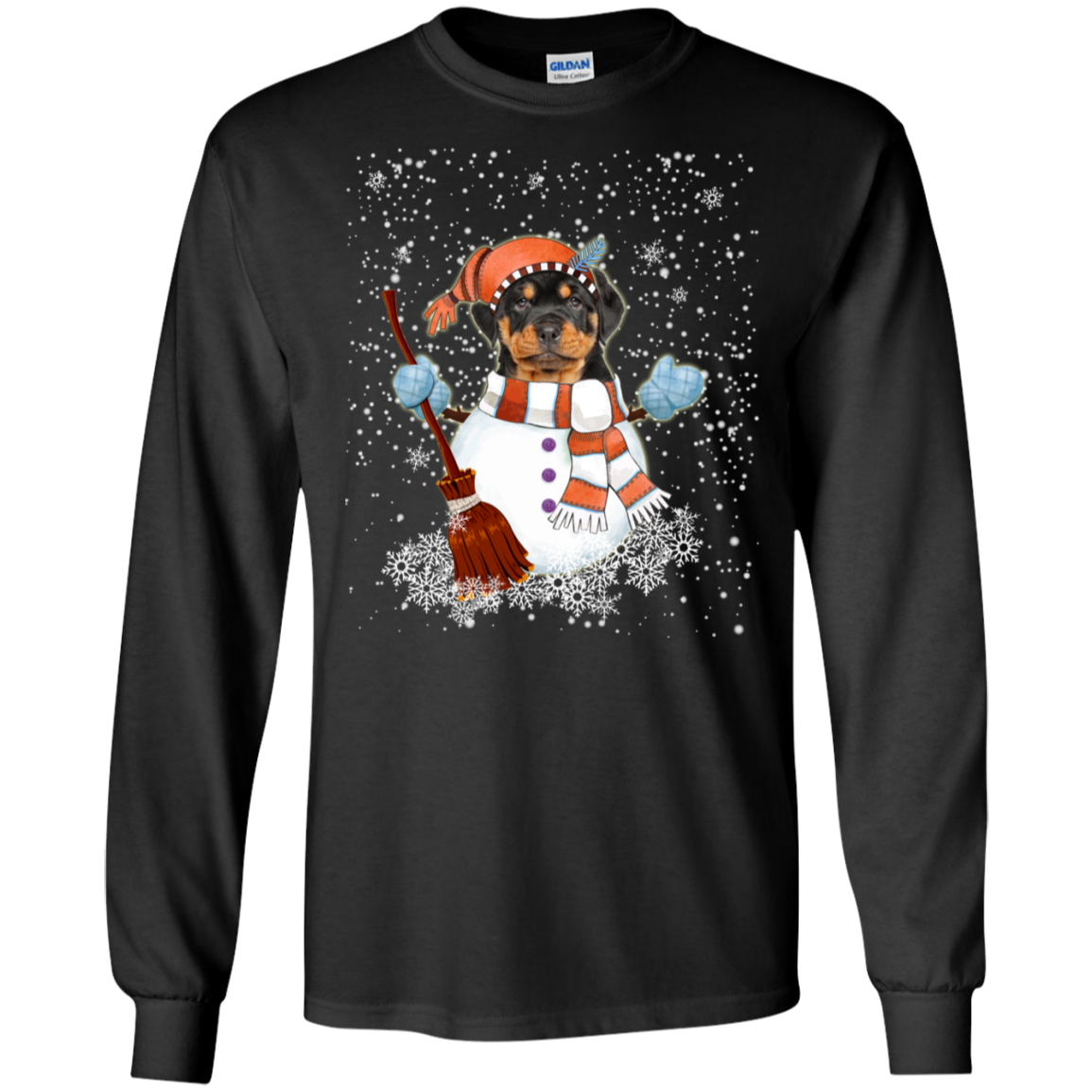 Christmas Snowman Rottweiler Funny T-shirt