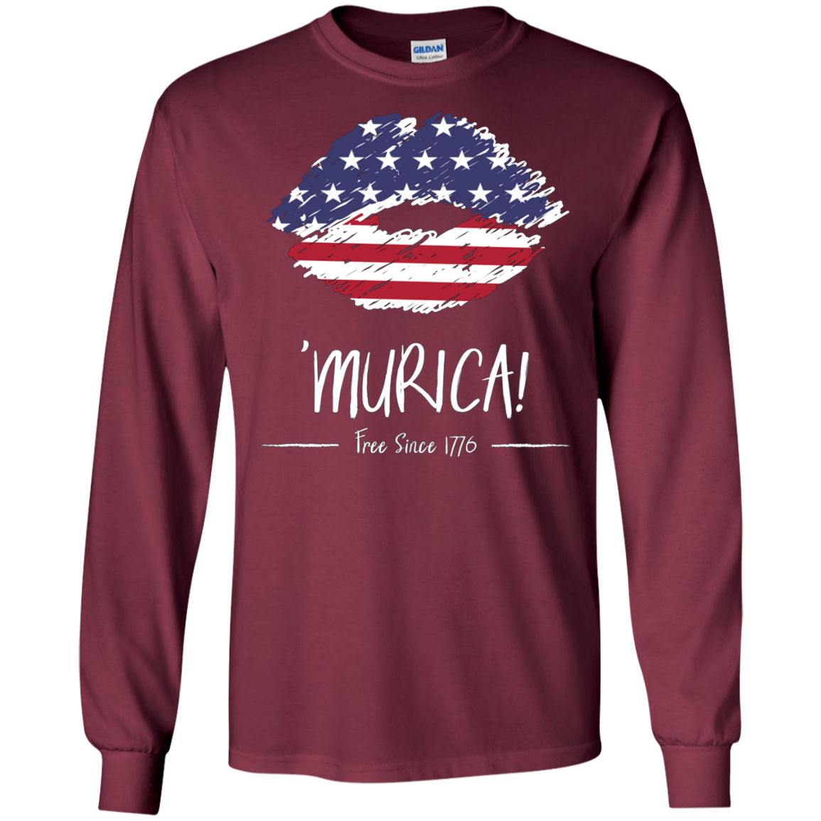 'Murica Shirt America Flag on Lips, 4th July