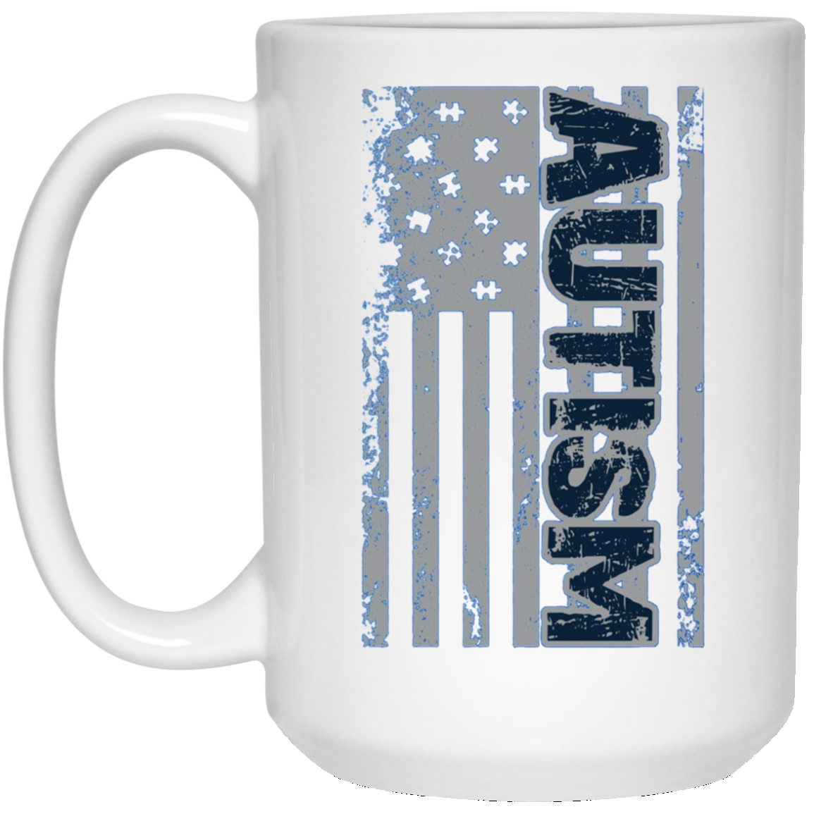 Autism Awareness T-Shirt - American Flag Puzzle Piece Shirt