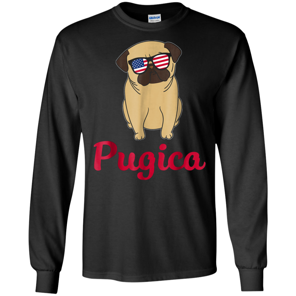 American Flag Pug T-Shirt 4th July Shirt Gift 2018