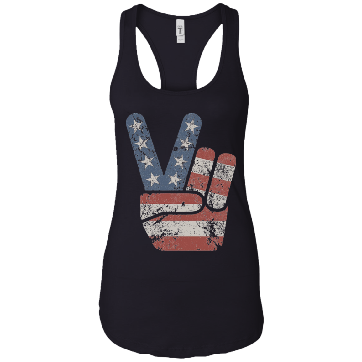 4th of July Vintage American Flag Big Peace Sign T-Shirt