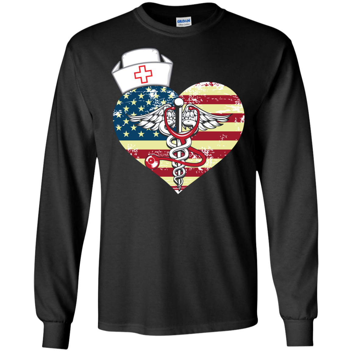 American Flag Nursing Heart National Nurse Week T-shirt