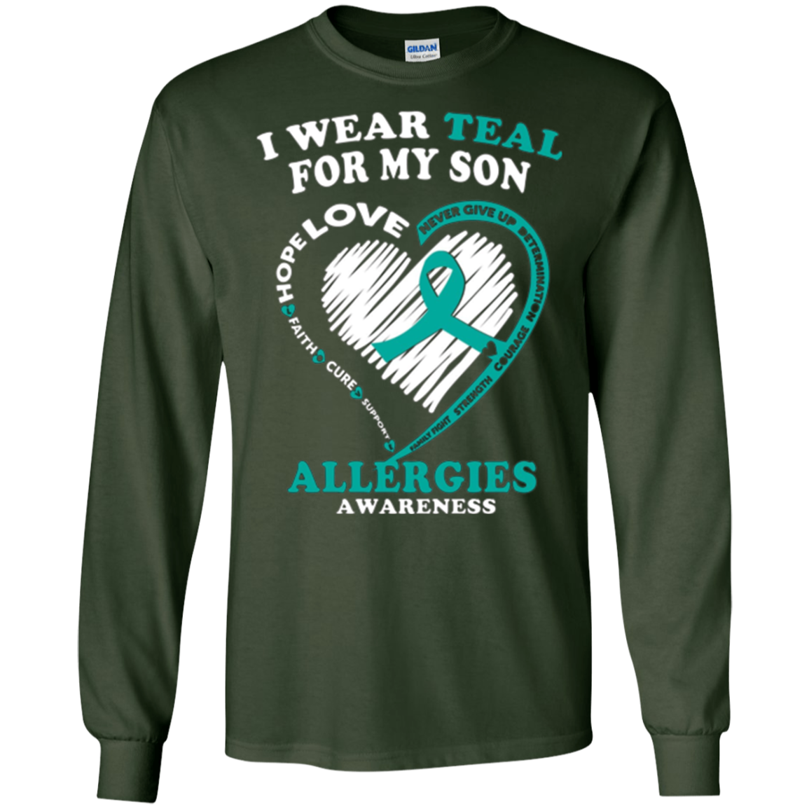 T-shirt de sensibilisation aux allergies - Je porte du sarcelle pour mon fils