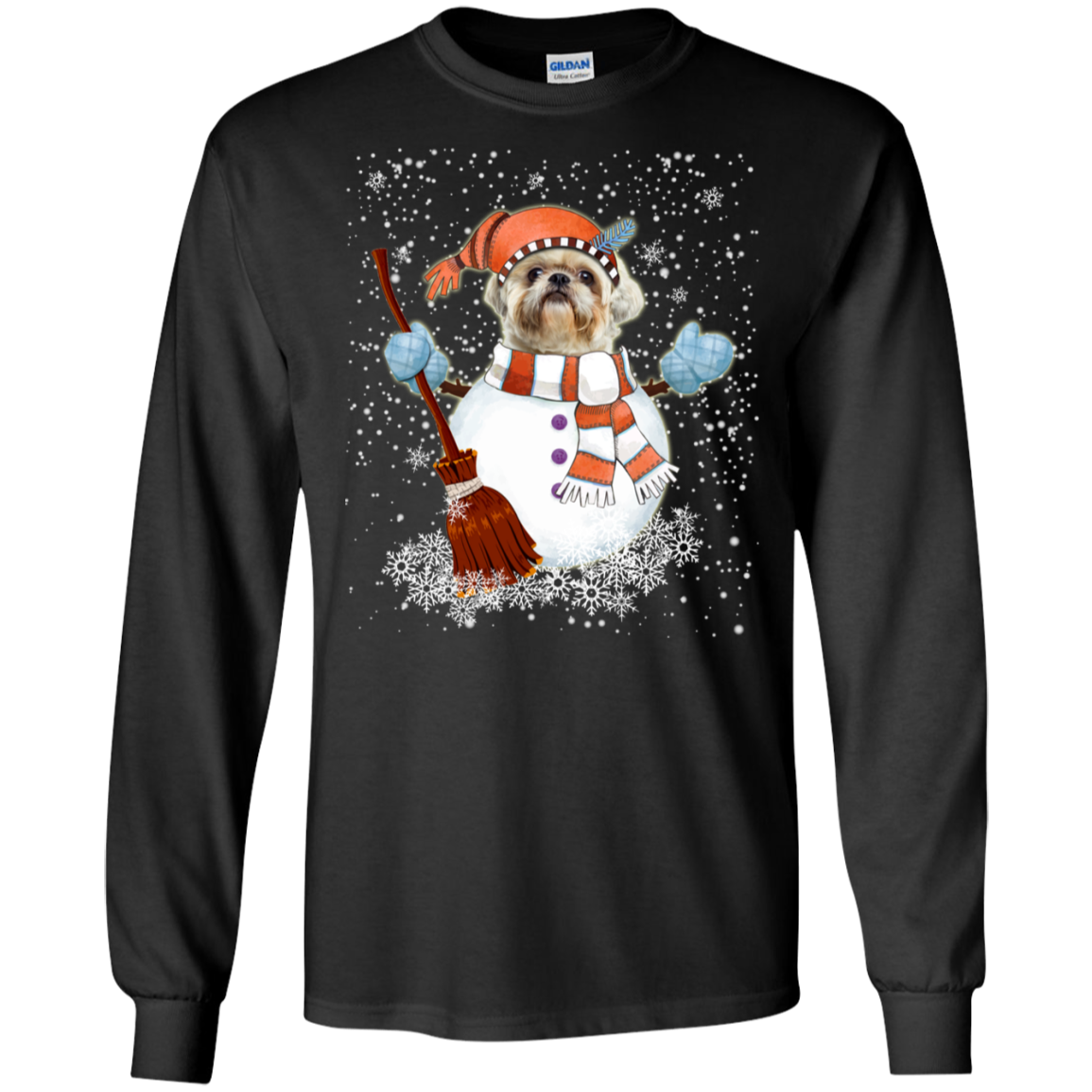Christmas Snowman Shih Tzu Funny T-shirt