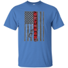 Image of American Flag T-Shirt Red Line Veteran w Dog Tag Long Sleeve
