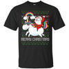 Image of Santa Riding Unicorn Merry Xmas Gift Tshirt