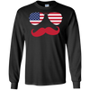 Image of Moustache de lunettes de soleil d'aviateur de drapeau des Etats-Unis américaine T-shirt de Merica