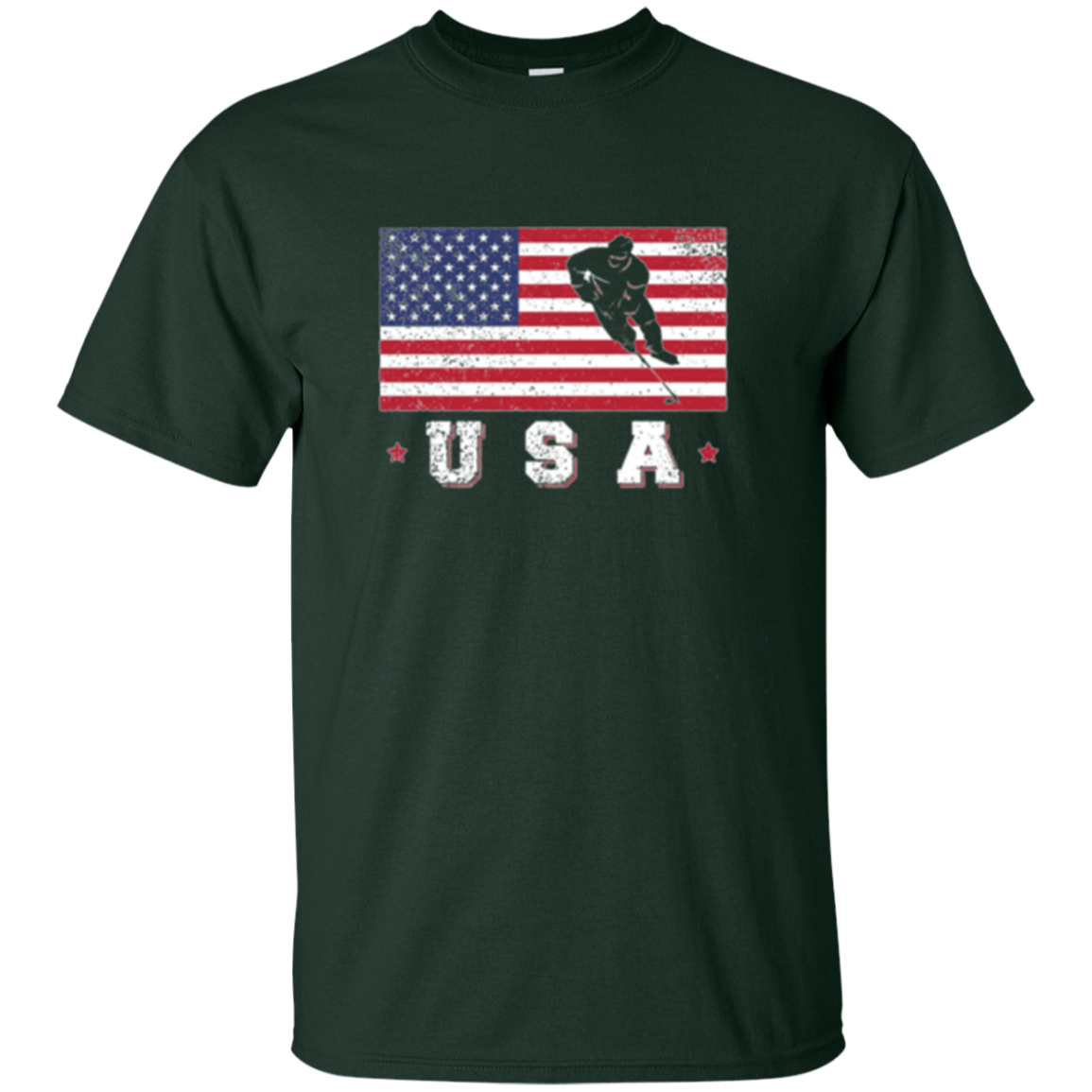 American USA Flag Ice Hockey T-Shirt Patriotic Sports Gift