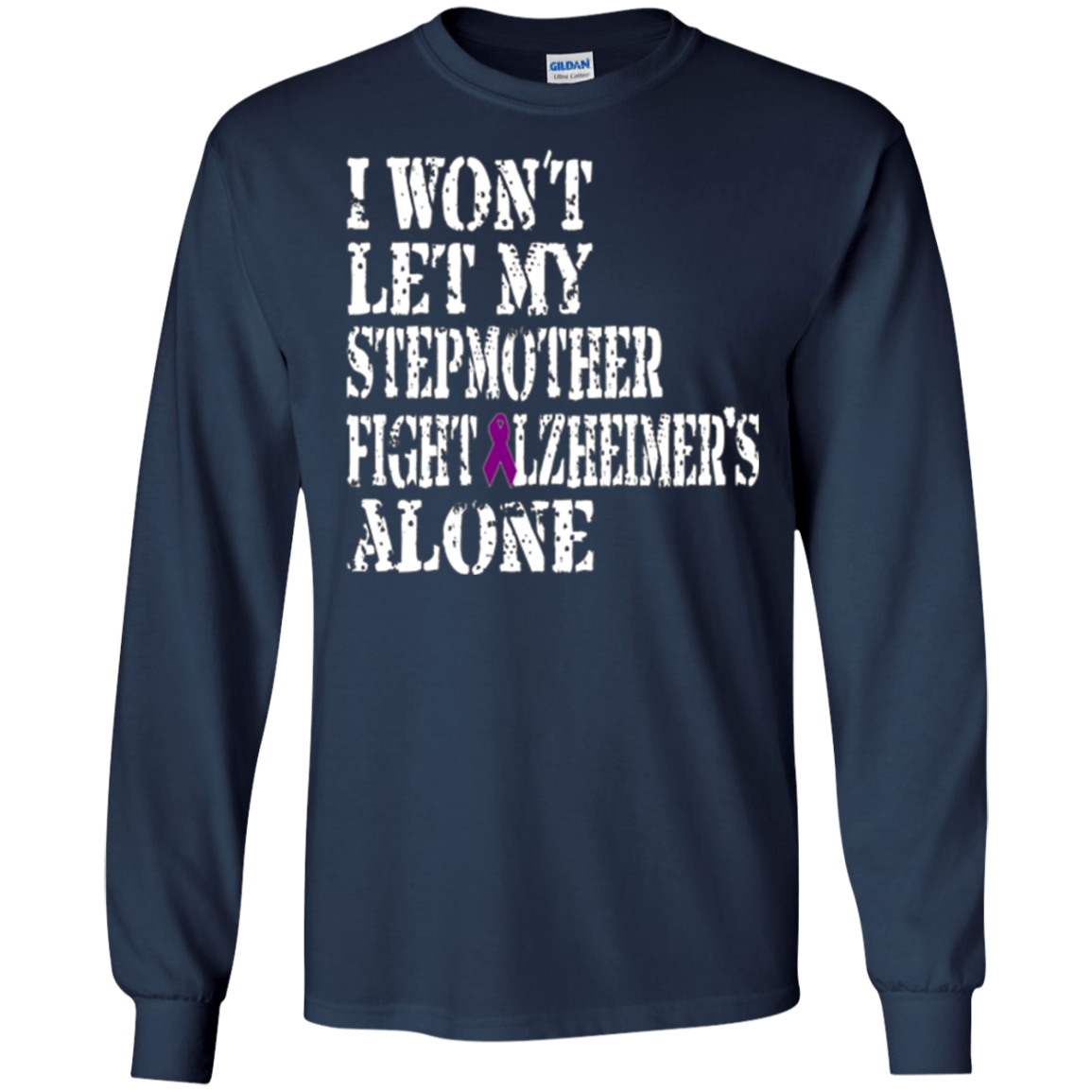 Alzheimer's Awareness Shirt For Stepmother Purple Ribbon Tee