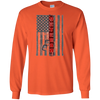 Image of American Flag T-Shirt Red Line Veteran w Dog Tag Long Sleeve