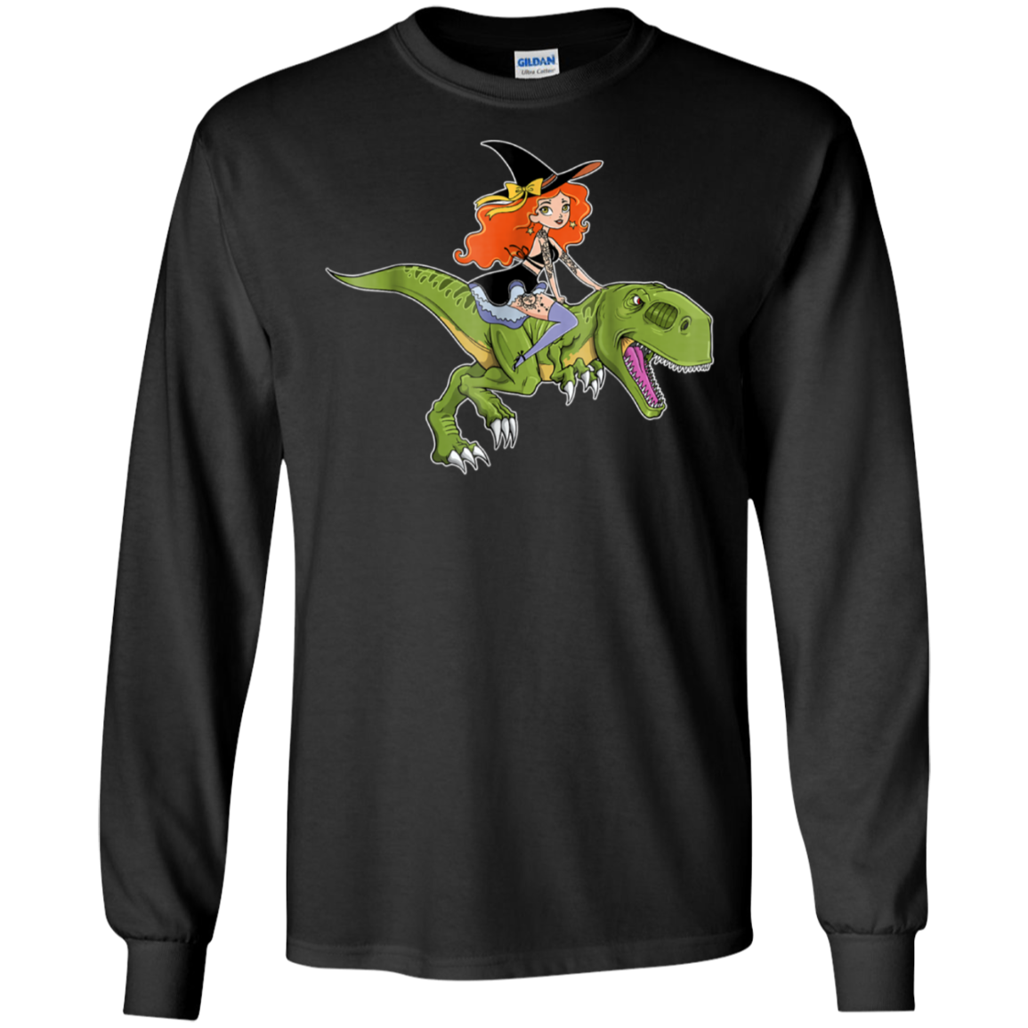 Witch Riding Dinosaur Halloween Costume Funny Gift Shirt