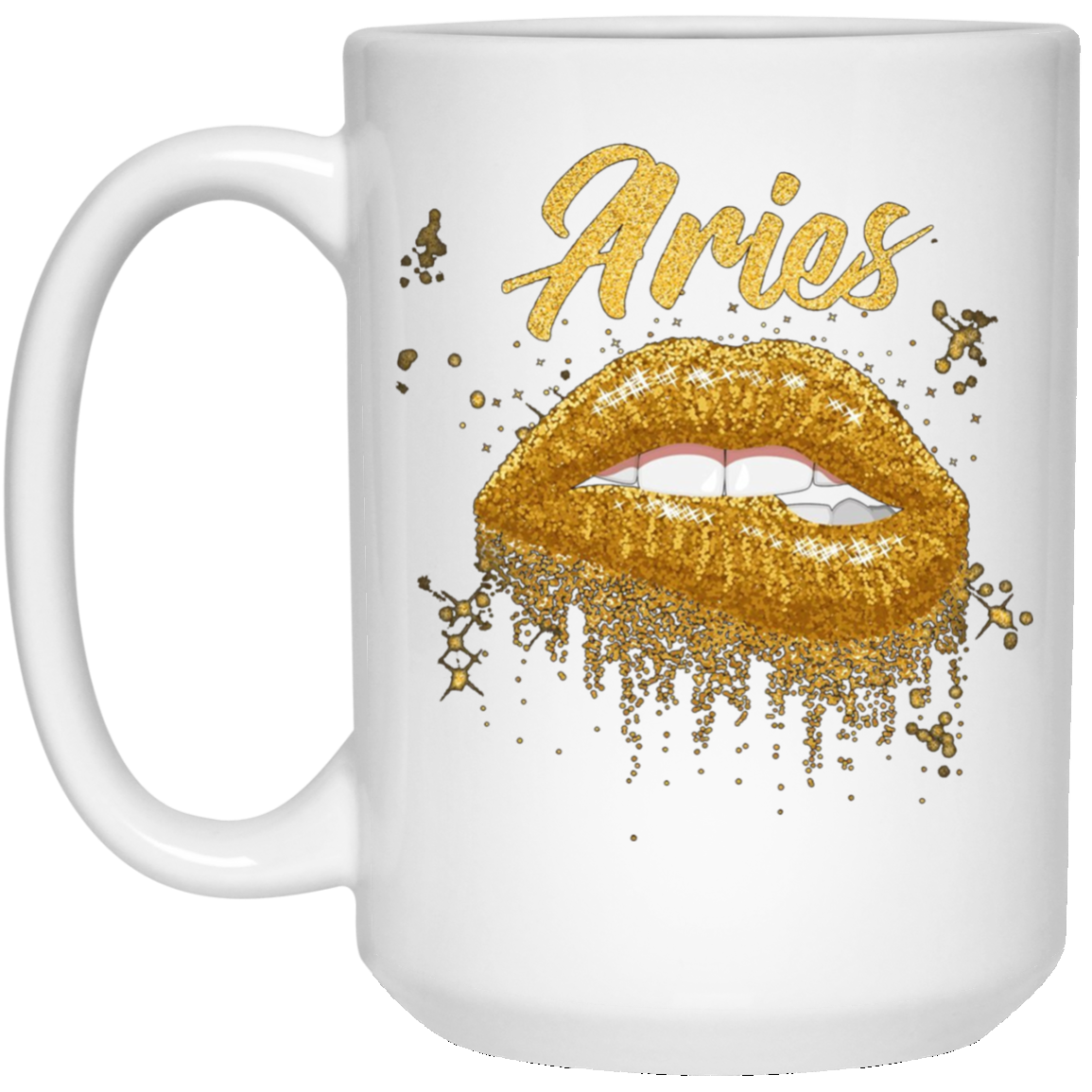 Aries Zodiac Birthday Golden Lips T-Shirt for Black Women