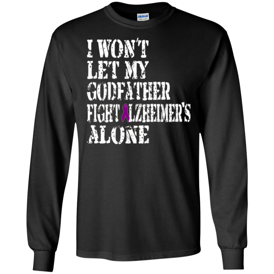 Alzheimer's Awareness Tee For Godfathers Purple Ribbon Tee