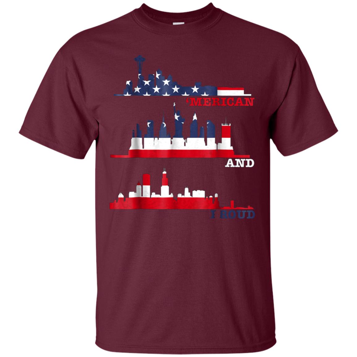 'Merican and Proud Awesome Patriotic 4th July T-Shirt